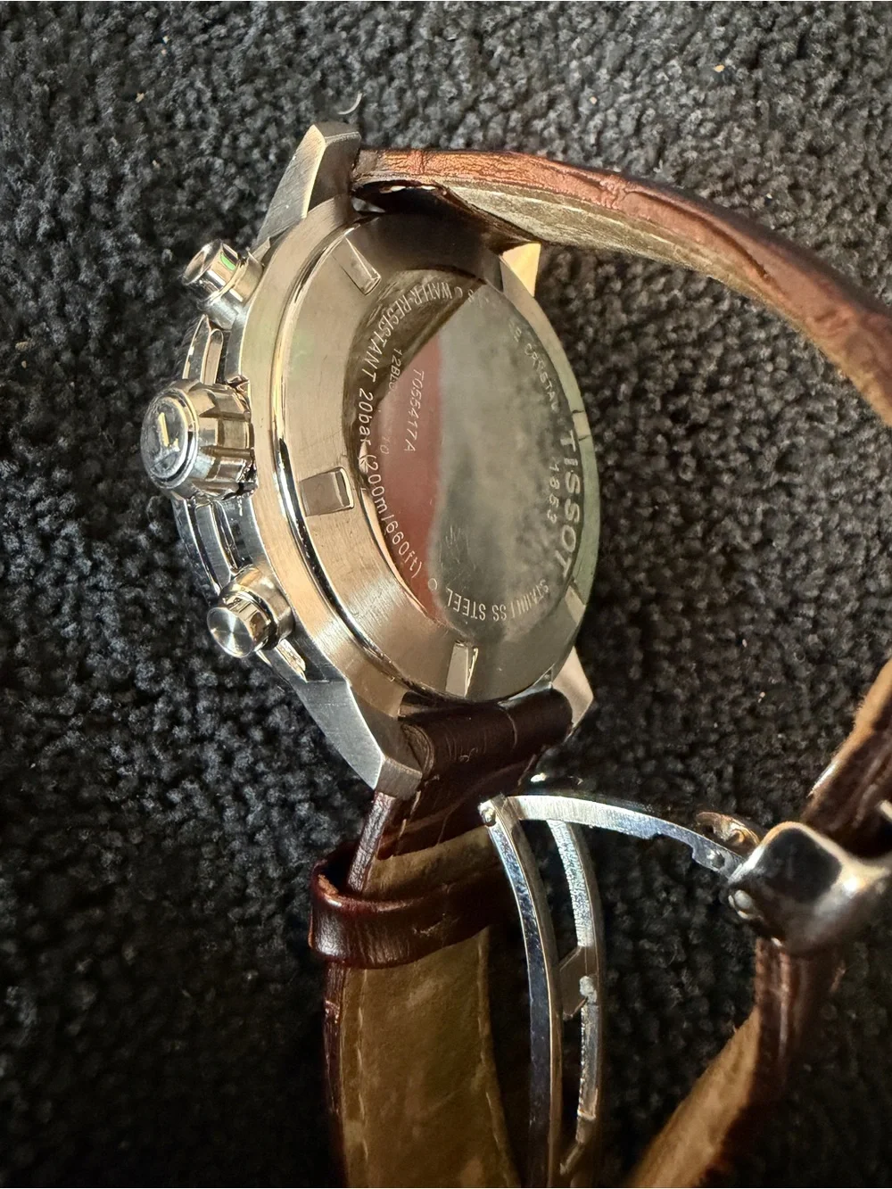 Tissot Silver Dial Watch with Brown Strap
